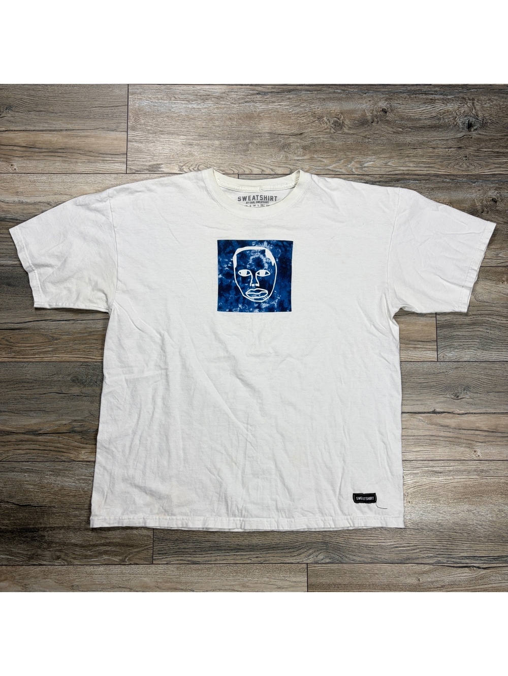Earl Sweatshirt White Graphic T-Shirt with Blue Face Design
